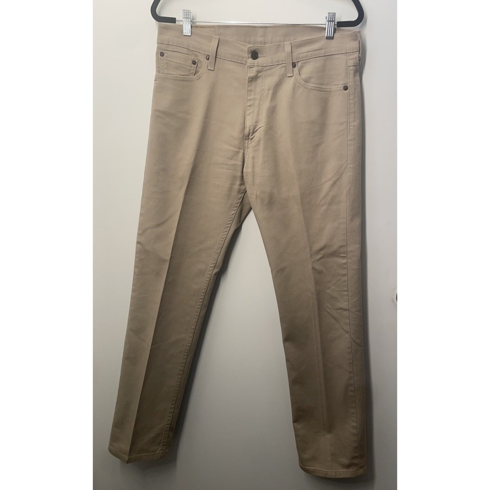 Levis 513 Jeans Mens Size 33x30 Khakis Slim Fit Straight Stretch Denim Beige